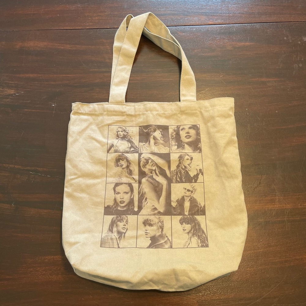 Taylor Swift The Eras Tour Beige Canvas Tote Bag International Dates Graphic